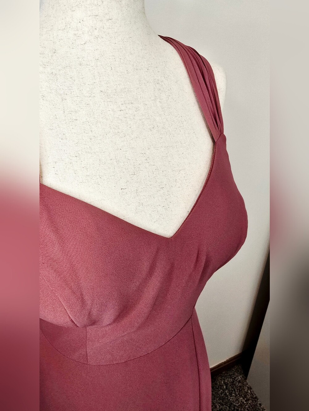 Azazie Desert Rose Bridesmaid Dress Open Back Formal Gown Classic Minimalist - Picture 5 of 11